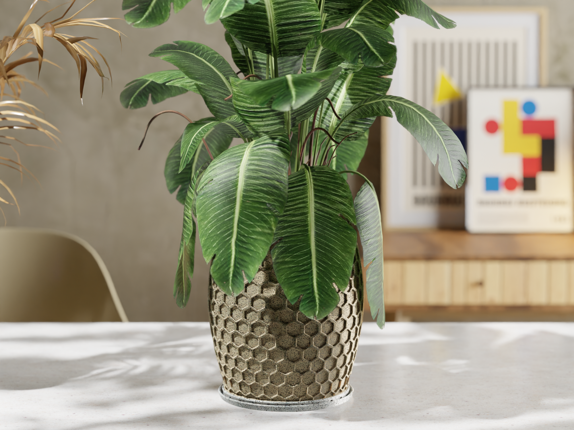 Hexa Flow Planter + Base - Geometric Elegance for Your Plants