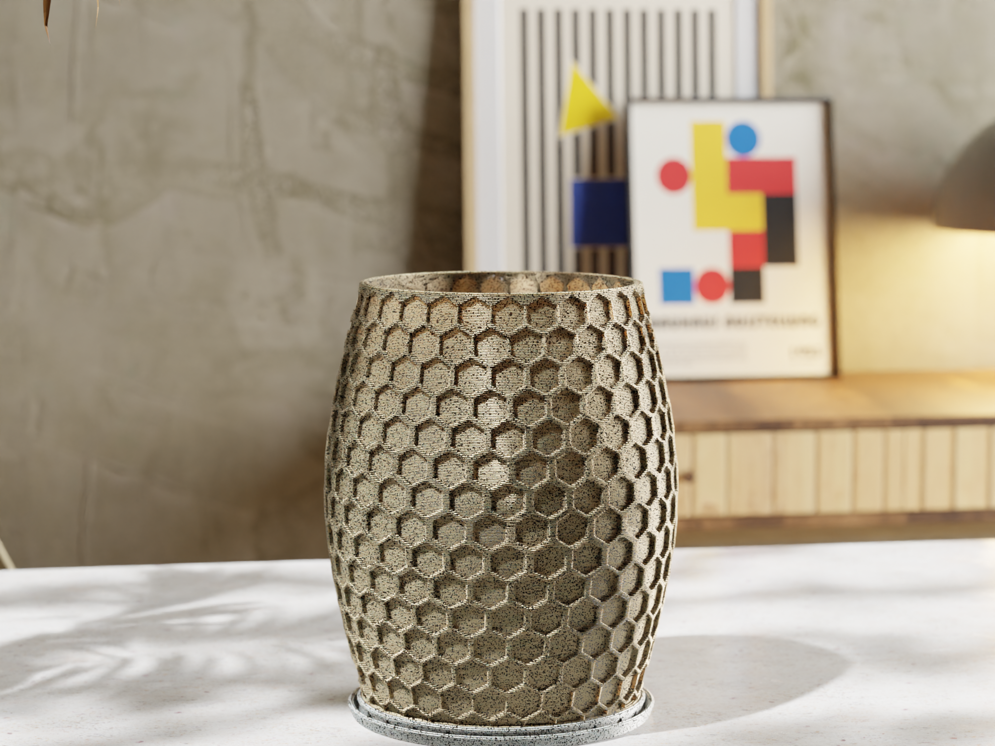 Hexa Flow Planter + Base - Geometric Elegance for Your Plants