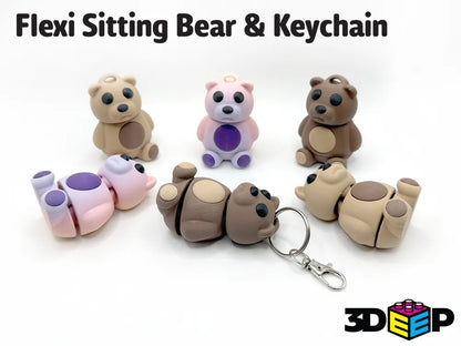 Flexi Sitting Bear Keychain